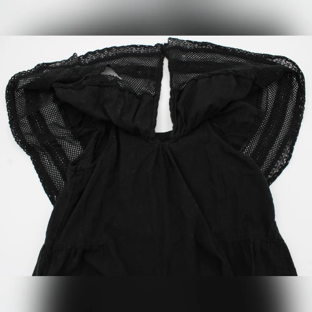 Old Navy Girls XL (14/16) Black Crochet Lace Sleeve Blouse